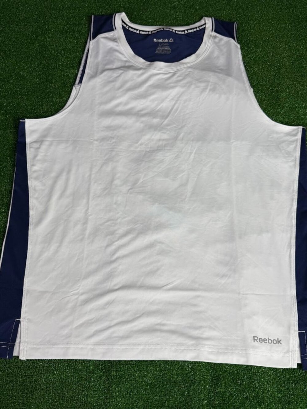 Reebok Men's Running Tank Top Size L White Forward Reflective Hit Running NWT